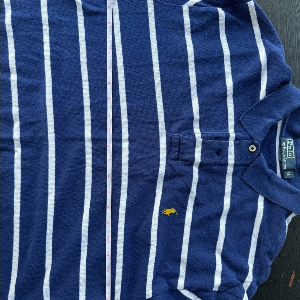 Polo by Ralph Lauren Men's Blue and White Striped Polo